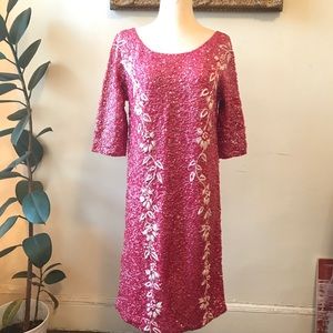 Vintage Pink & White Sequence Cocktail Dress